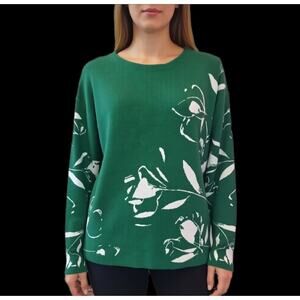 NWT Joie Green and Floral Crewneck Sweater Button-back. Retails $228